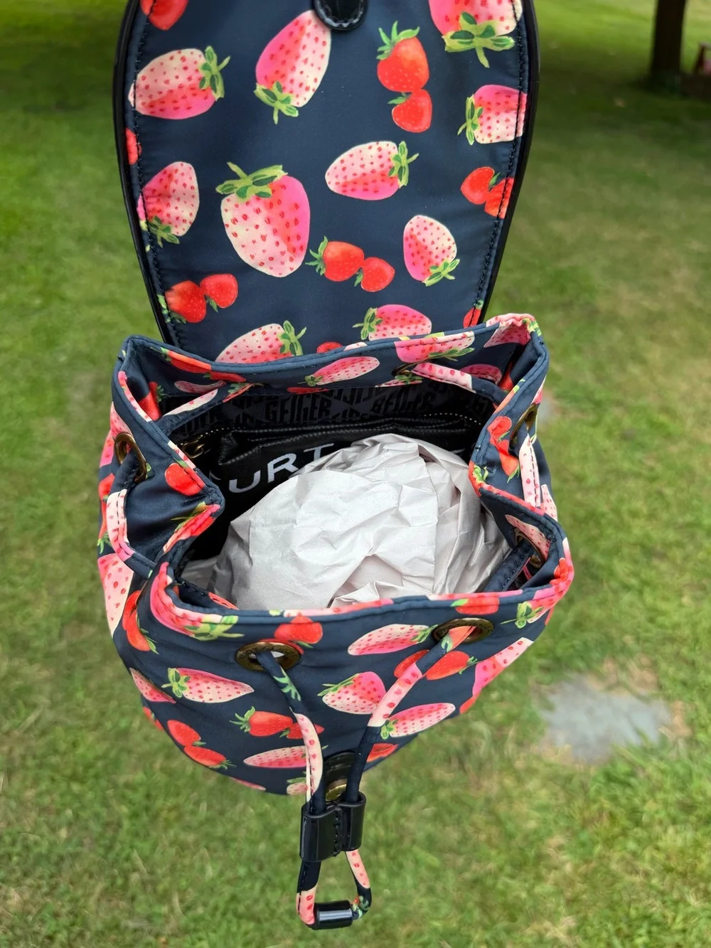 Kurt Geiger London Portobello Strawberry Print Small Backpack NWT